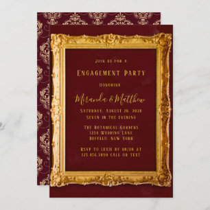 Invitation Burgundy et Gold Royal Engagement Party
