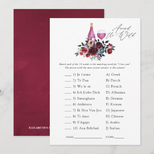 Invitation Burgundy et Navy Wine Tasting Fête des mariées