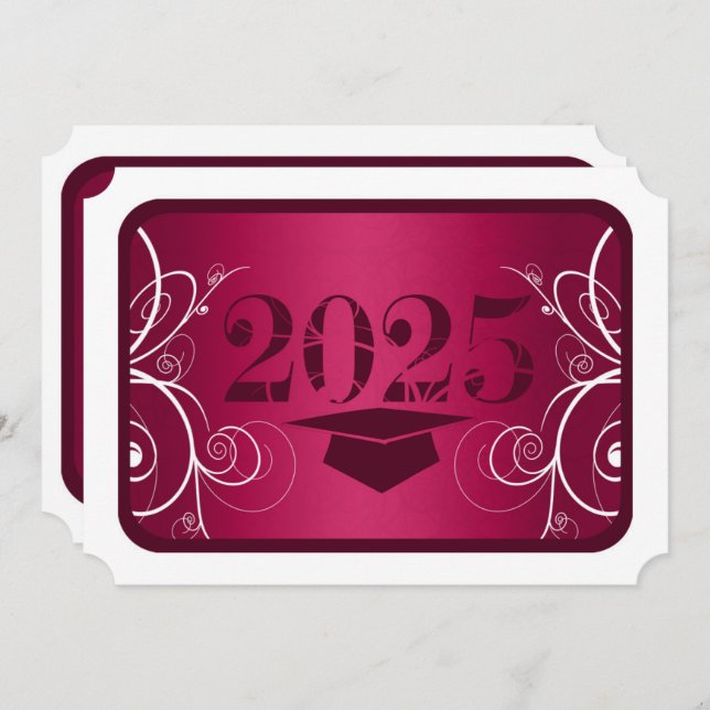 Invitation Burgundy et White Frame (Devant / Derrière)