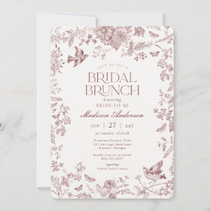 Invitation Burgundy Fall Toile De Jouy Floral Bridal Brunch