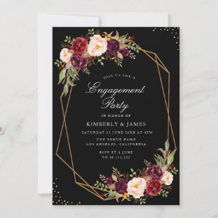 Invitation Burgundy & floral brun