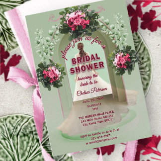 Invitation Burgundy Floral Sage Greenery Blush Bridal Shower