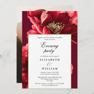 Invitation Burgundy Floral Soirée Mariage Photo