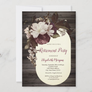Invitation Burgundy Flower Rose Retraite du bois