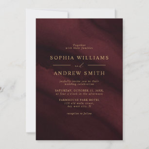 Invitation Burgundy & Gold Calligraphy Enregistrer la date