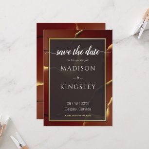 Invitation 🤵 Burgundy Gold Elegant Inky Mariage Abstrait