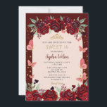 Invitation Burgundy Gold Floral Butterflies Sweet 16<br><div class="desc">Élégant Burgundy Gold Floral Papillons Sweet 16 Invitation</div>