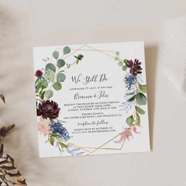 Invitation Burgundy Gold Géométrique Nous Faisons Encore Vow  (Créateur téléchargé)