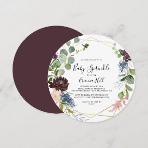 Invitation Burgundy Gold Geometry Baby Sprinky