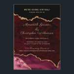 Invitation Burgundy Gold Parties scintillant Agate Mariage vi<br><div class="desc">Faites savoir à vos invités mariages que vous allez virtuel avec ces invitations de mariage virtuelles agate chic. Burgundy Gold Parties scintillant Agate Virtual Online Faire-part de mariage.</div>