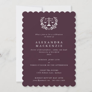 Invitation Burgundy JD Échelles de droit Couronne de laurier