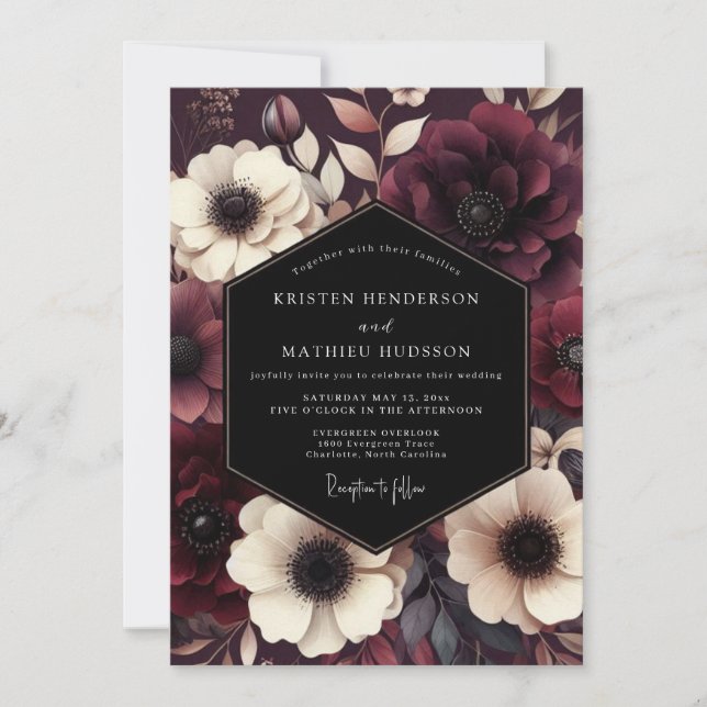 Invitation Burgundy Lush Gothic Wedding (Devant)