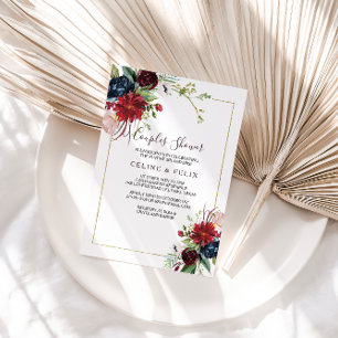 Invitation Burgundy Marine moderne Blush Floral Couples Douch
