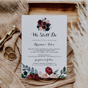 Invitation Burgundy Marine Rose Floral Nous Faisons Encore Vo