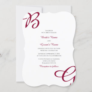 Invitation Burgundy Maroon Initiales Mariage de automne d'aut