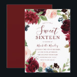 Invitation Burgundy Maroon Rouge Floral Sweet 16 Party<br><div class="desc">Burgundy Maroon Rouge Floral Sweet 16 Party Invitation Voir la collection correspondante dans Niche et Nest Store</div>