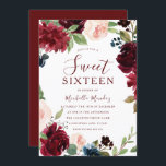 Invitation Burgundy Maroon Rouge Floral Sweet 16 Party<br><div class="desc">Burgundy Maroon Rouge Floral Sweet 16 Party Invitation Voir la collection correspondante dans Niche et Nest Store</div>