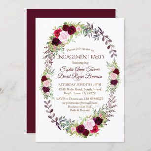 Invitation Burgundy Marsala Floral Wreath