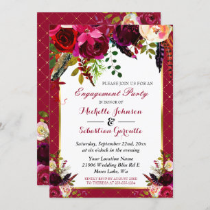 Invitation Burgundy Marsala Rustic Floral