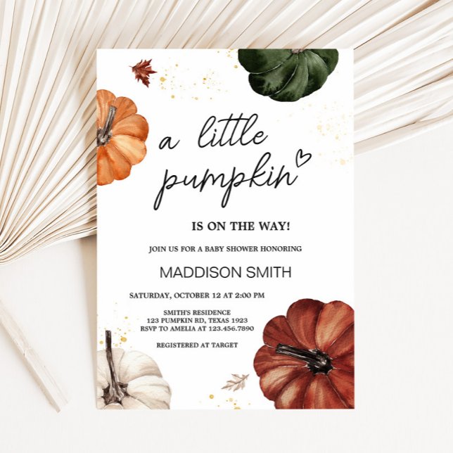 Invitation Burgundy Minimalist Autumn Pumpkin Baby Shower (Minimalist Autumn Pumpkin Invitation)