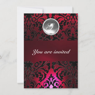 INVITATION BURGUNDY MONOGRAMME PIERRE GEMME DAMASSÉ NOIR & RO