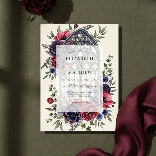 Invitation Burgundy Moody Gothic Cathedral Wedding (Créateur téléchargé)