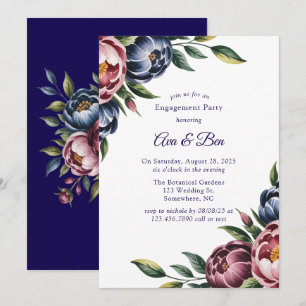 Invitation Burgundy Navy Blush Peony