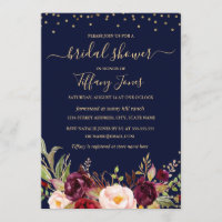 Burgundy Navy Confetti Floral Gold Fête des mariée