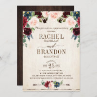 Burgundy Navy Floral Russe Boho Engagement Party