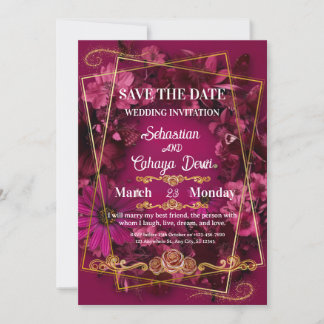 Invitation Burgundy Or Floral Mariage Save the Date