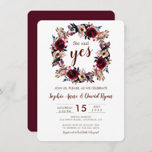 Invitation Burgundy Peach Marsala Floral