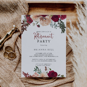 Invitation Burgundy Pink Blush Floral Retraite Party