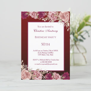 Invitation Burgundy Plum Anniversaire Fête Élégante Moderne