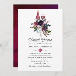 Invitation Burgundy Plum Virtual Wine Tasting Fête des mariée