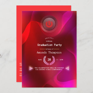 Invitation Burgundy Red and Pink Virtual Graduation Party