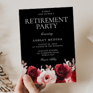 Invitation Burgundy Red Black Enchanted Rose Retraite Party