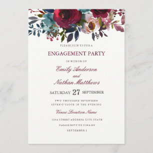 Invitation Burgundy Red Watercolor Mariage