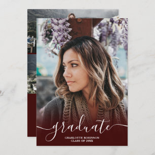 Invitation Burgundy rouge script de diplôme de diplôme de la