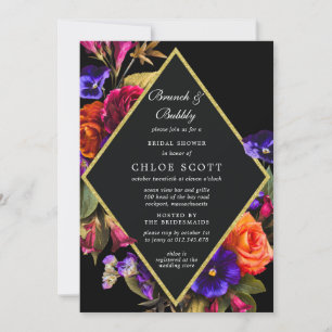 Invitation Burgundy Rouge violet Orange Floral Brunch