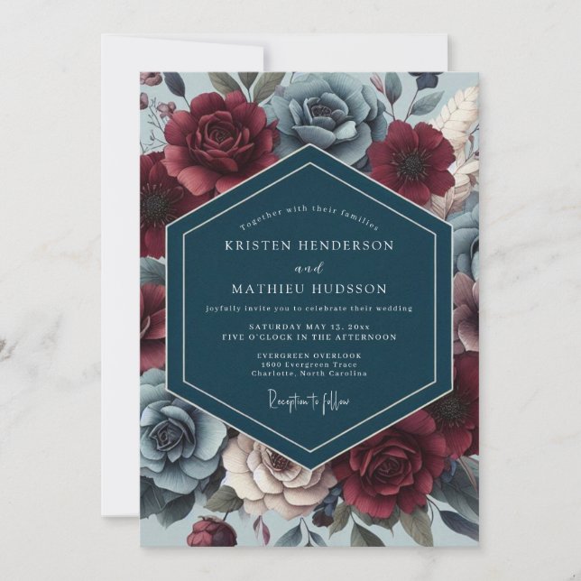 Invitation Burgundy Slate Gloaming Wedding (Devant)