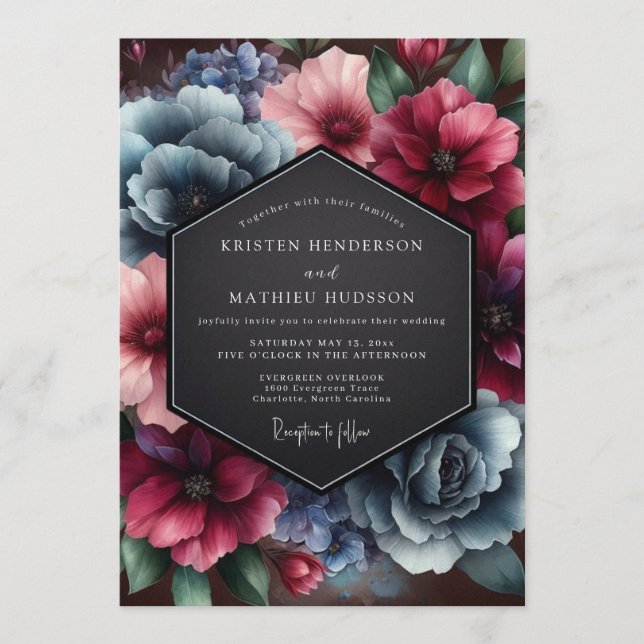 Invitation Burgundy Slate Renaissance Wedding (Devant)