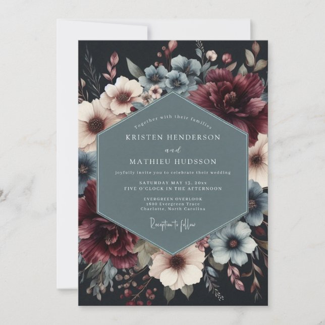 Invitation Burgundy Slate Vesperal Wedding (Devant)