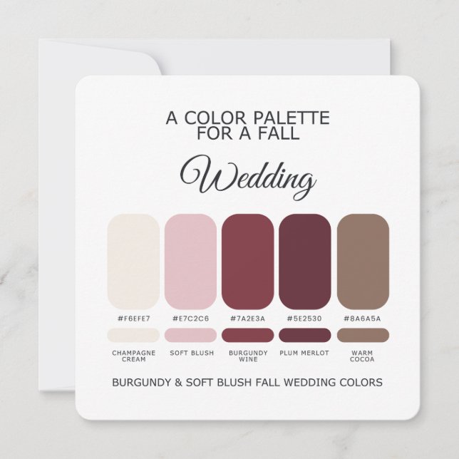 Invitation Burgundy Soft Blush Fall Wedding Palette 2026 Card (Devant)