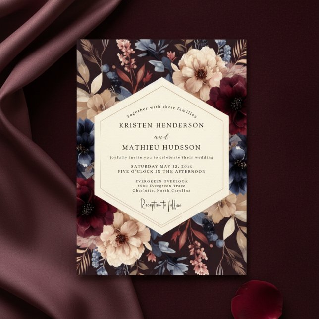 Invitation Burgundy Twilight Botanical Romance Wedding (Créateur téléchargé)