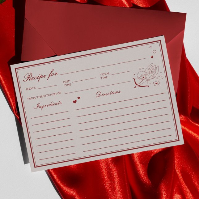 Invitation Burgundy Valentine Bridal Shower Recipe Card (Créateur téléchargé)