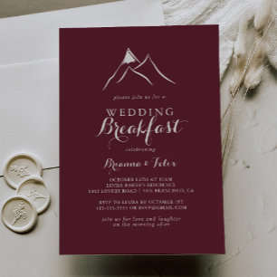 Invitation Burgundy White Mountain Mariage Petit déjeuner