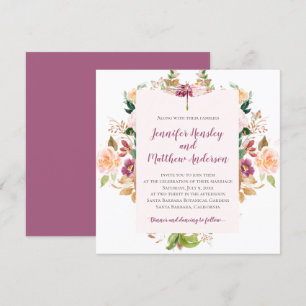Invitation Burgundy Yellow Rose Mauve Aquarelle
