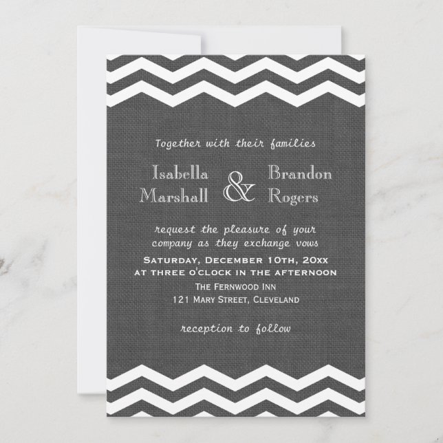 Invitation Burlap gris (Devant)