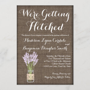 Invitation Burlap Imprimer Mason Jar Occasions de mariage rus