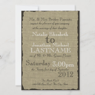 Invitation Burlap Look Mariage rustique